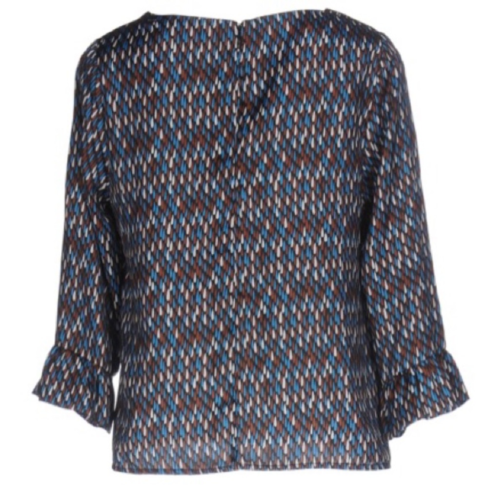 Multi-Color Pattern Satin Blouse 3/4 Sleeve XS - Picture 4 of 7